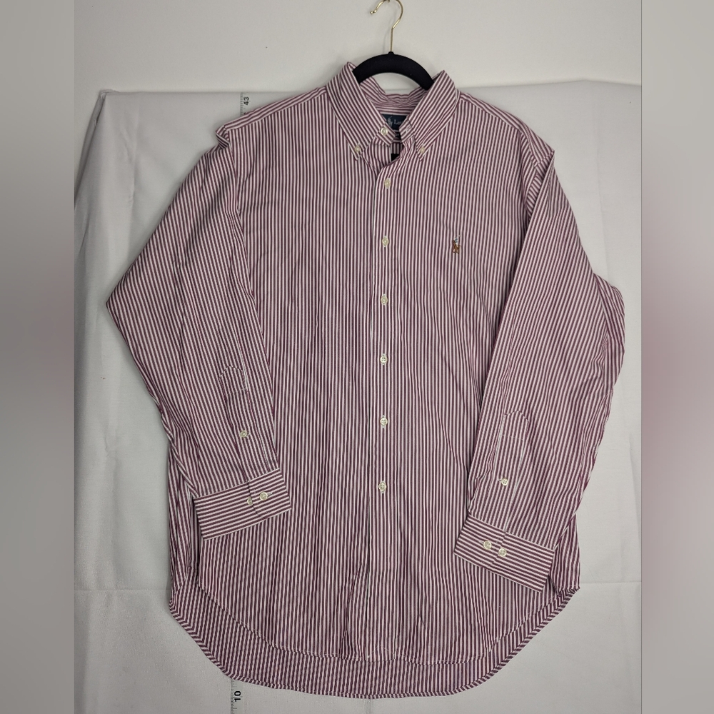 Ralph Lauren Mens Striped Classic Fit Long Sleeved Shirt 16.5, 32/33 Preppy NWT